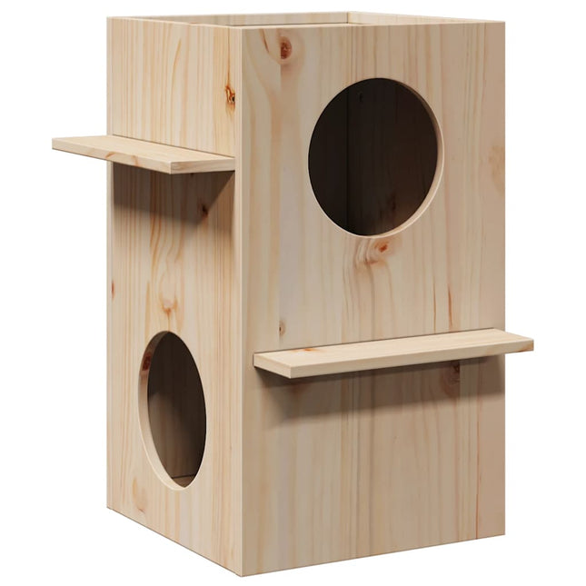 Maison Pour Chat 43X43X60 Cm Bois De Pin Massif