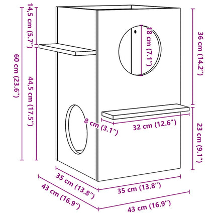 Maison Pour Chat 43X43X60 Cm Bois De Pin Massif