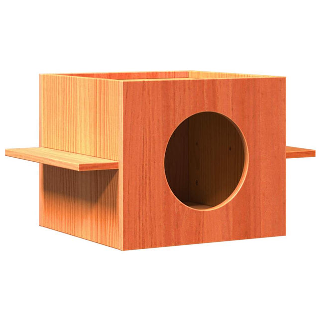 Maison Pour Chat Cire Marron 51X35X30 Cm Bois De Pin Massif
