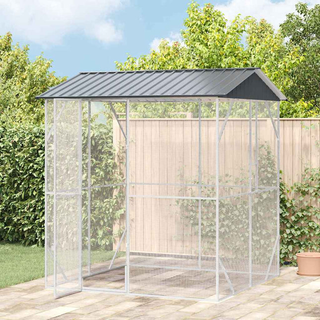 Cage Pour Oiseaux Anthracite 227 X 112 X 141 Cm Acier Galvanisé