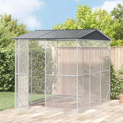 Cage Pour Oiseaux Anthracite 227 X 112 X 141 Cm Acier Galvanisé