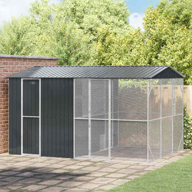 Cage Pour Oiseaux Anthracite 645 X 208 X 247 Cm Acier Galvanisé