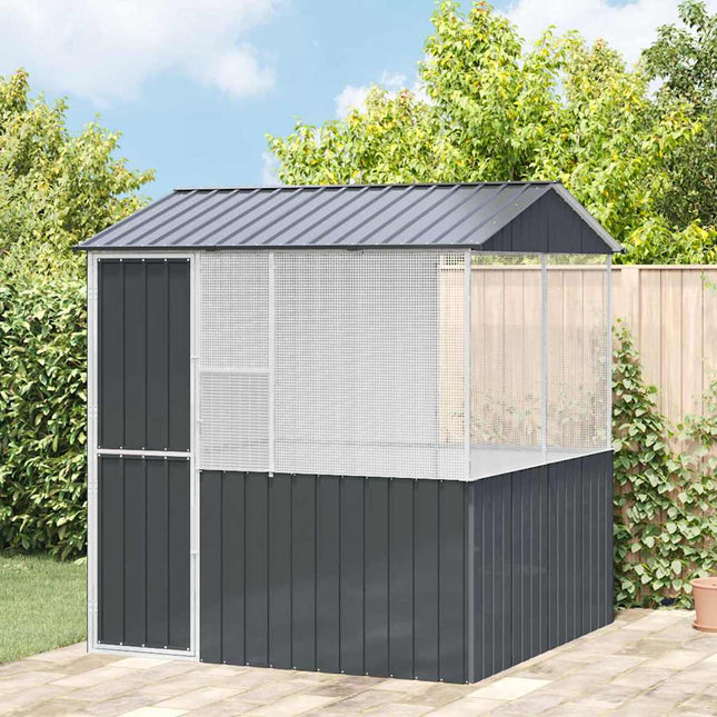 Cage Pour Oiseaux Anthracite 410 X 210 X 230 Cm Acier Galvanisé