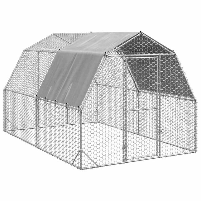 Poulailler Avec Toit 2,5X10X2,25 M Acier Galvanisé