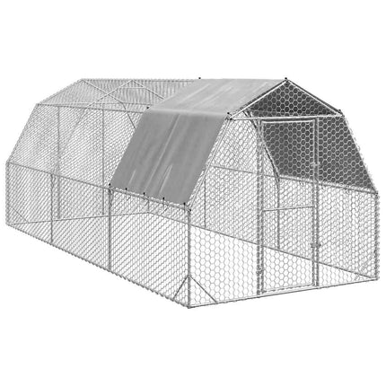 Poulailler Avec Toit 2,5X10X2,25 M Acier Galvanisé
