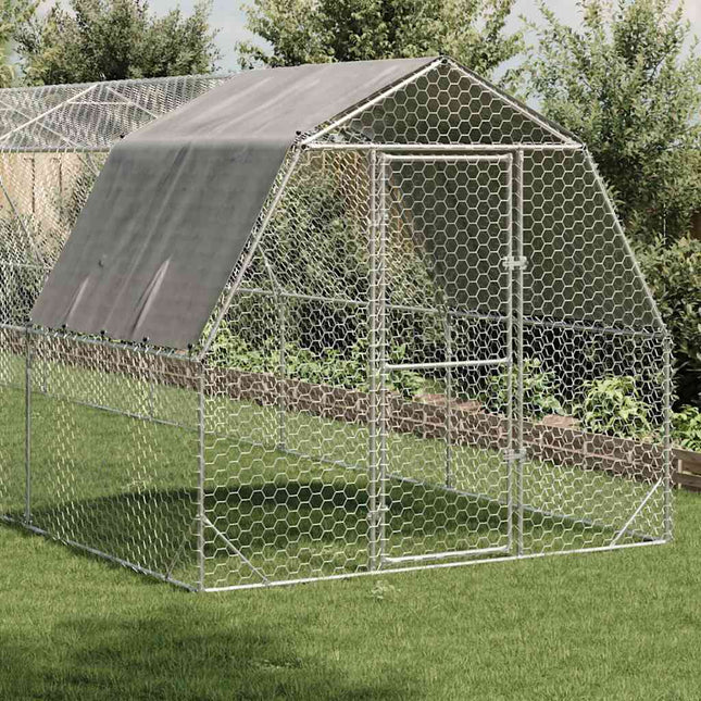 Poulailler Avec Toit 2,5X10X2,25 M Acier Galvanisé