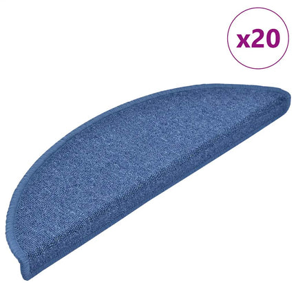 Tapis D'escalier 15 Pièces Demi-Rond Bleu