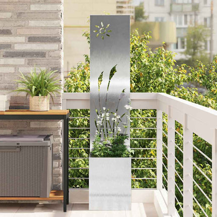 Écran De Confidentialité De Jardin Floral Argent Acier Galvanisé