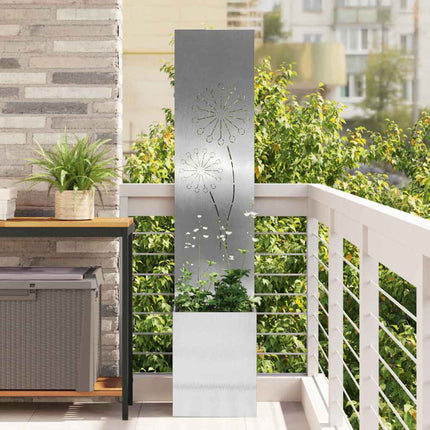 Écran De Confidentialité De Jardin Floral Argent Acier Inoxydable