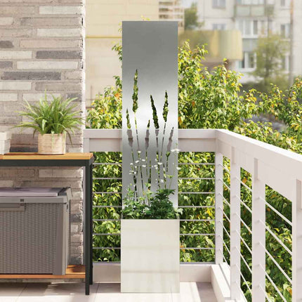 Écran De Confidentialité De Jardin Floral Argent Acier Galvanisé