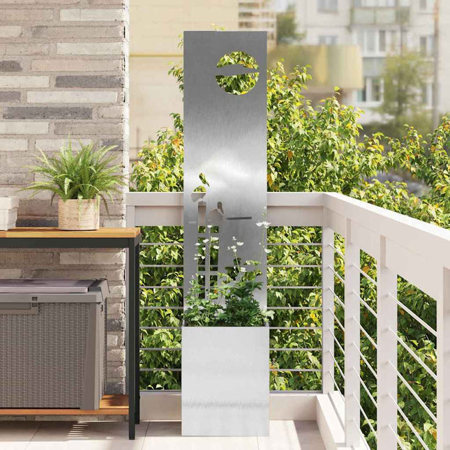 Écran De Confidentialité De Jardin Floral Argent Acier Inoxydable