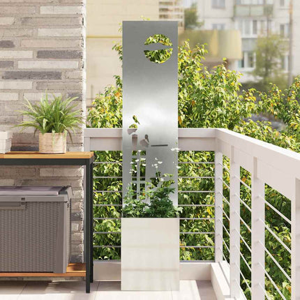 Écran De Confidentialité De Jardin Floral Argent Acier Galvanisé