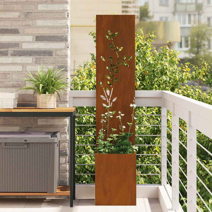 Écran De Confidentialité De Jardin Floral Rouillé Acier Résistant Aux Intempéries