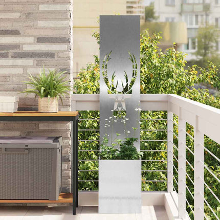 Écran De Confidentialité De Jardin Floral Argent Acier Inoxydable