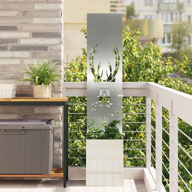 Écran De Confidentialité De Jardin Floral Argent Acier Galvanisé