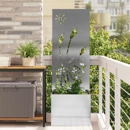 Écran De Confidentialité De Jardin Floral Argent Acier Inoxydable