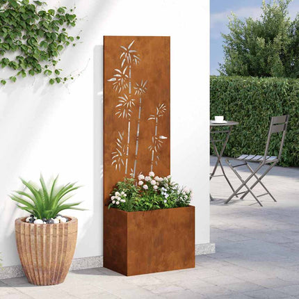 Écran De Confidentialité De Jardin Floral Rouillé Acier Résistant Aux Intempéries