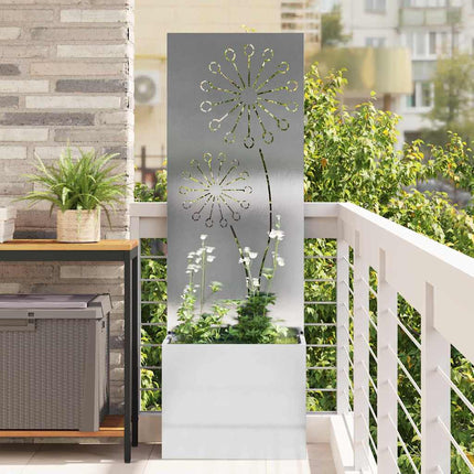 Écran De Confidentialité De Jardin Floral Argent Acier Inoxydable
