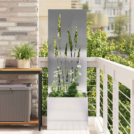 Écran De Confidentialité De Jardin Floral Argent Acier Inoxydable