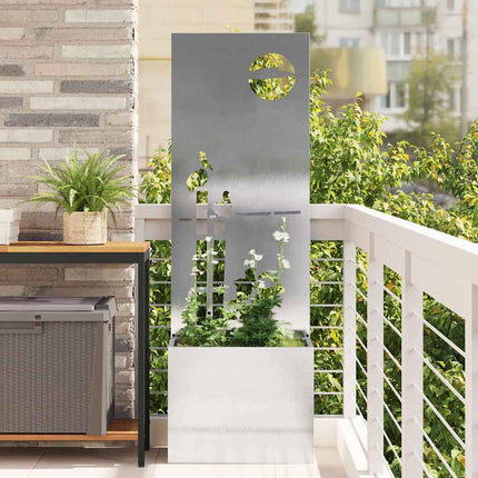 Écran De Confidentialité De Jardin Floral Argent Acier Inoxydable