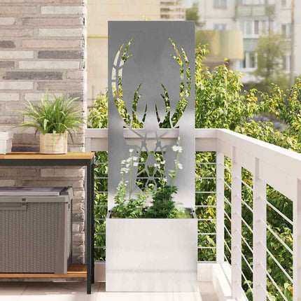 Écran De Confidentialité De Jardin Floral Argent Acier Inoxydable