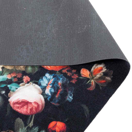 Tapis De Cuisine Floral Noir 300 X 60 Cm Velours Fleurs