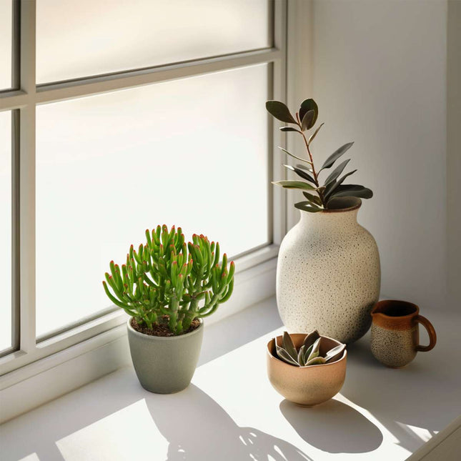 Ookch Plante De Jade - Lot De 2 - Crassula Ovata 'Gollum' - Hauteur 15-25Cm - Pot 12Cm