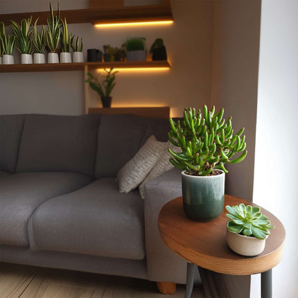 Ookch Plante De Jade - Lot De 2 - Crassula Ovata 'Gollum' - Hauteur 15-25Cm - Pot 12Cm
