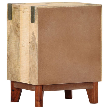 Table De Chevet 40 X 30 X 52 Cm Bois De Manguier Massif Brut
