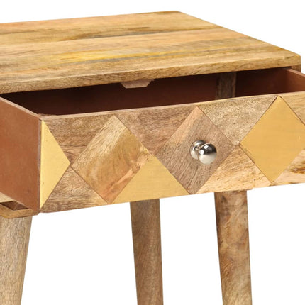 Table De Chevet Vintage X 30 X 58 Cm Bois De Manguier Massif