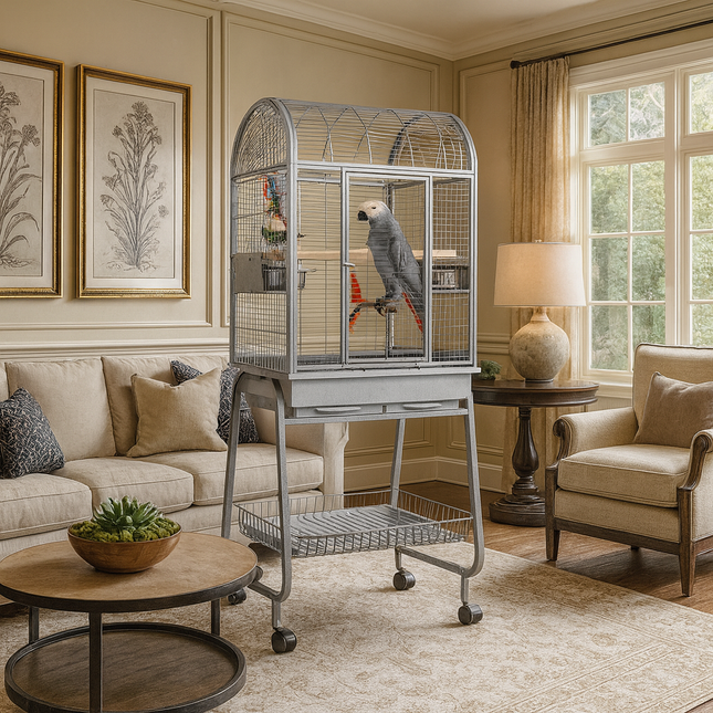 Strong Cage Pour Perroquets Villa Nora Gris 67,7 X 51,5 X 154 Cm