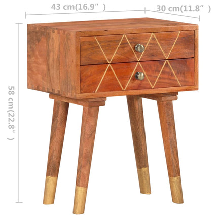 Table De Chevet Vintage 43 X 30 X 58 Cm Bois De Manguier Massif