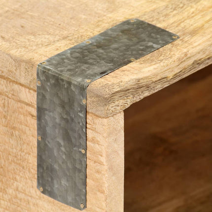 Table De Chevet 40 X 30 X 52 Cm Bois De Manguier Massif Brut