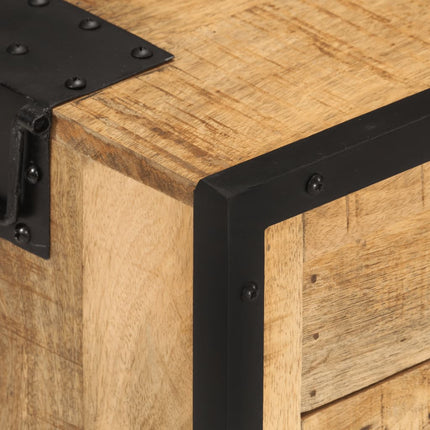 Table De Chevet style industriel 43X30X51 Cm Bois De Manguier Massif Brut