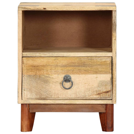 Table De Chevet 40 X 30 X 52 Cm Bois De Manguier Massif Brut