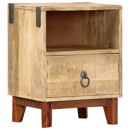 Table De Chevet 40 X 30 X 52 Cm Bois De Manguier Massif Brut