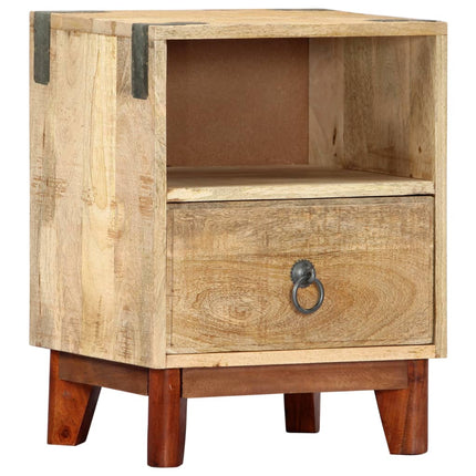 Table De Chevet 40 X 30 X 52 Cm Bois De Manguier Massif Brut