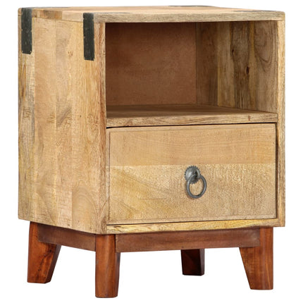 Table De Chevet 40 X 30 X 52 Cm Bois De Manguier Massif Brut