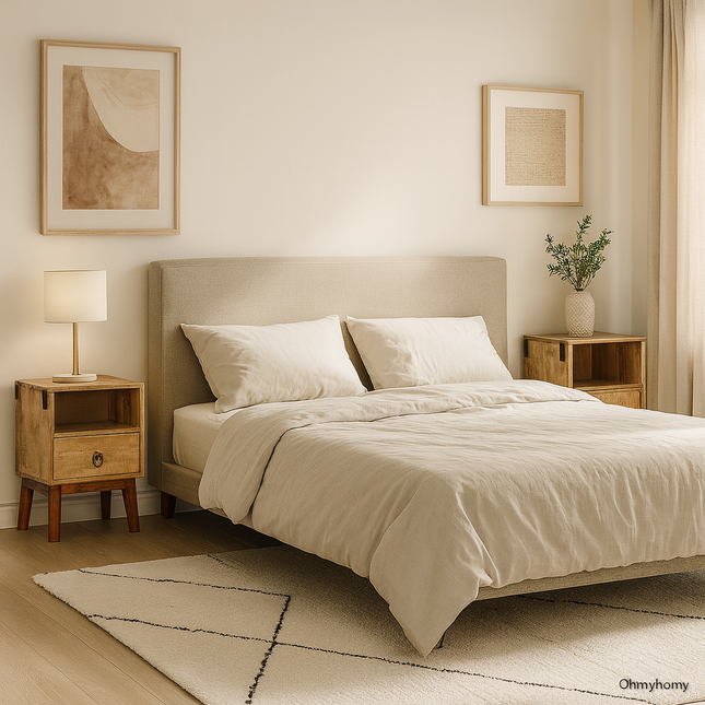 Table De Chevet 40 X 30 X 52 Cm Bois De Manguier Massif Brut