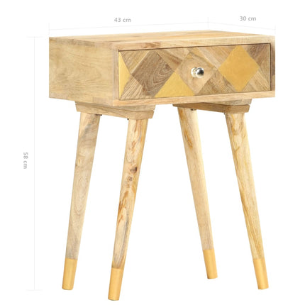 Table De Chevet Vintage X 30 X 58 Cm Bois De Manguier Massif
