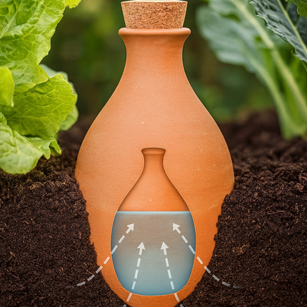 Olla S- Pot en terre cuite préservation d'humidité plantes – L 15.2 X W 15.2 X H 26.5 Cm